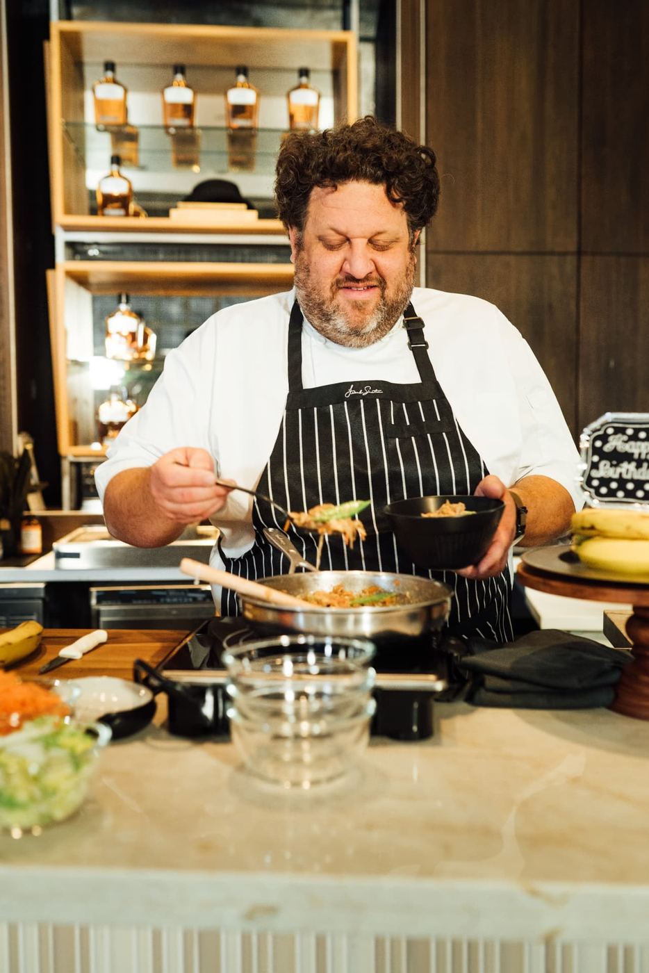 Aaron cooking at Jack Sinatra