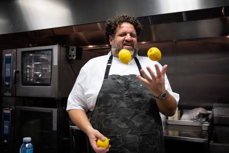 Aaron clowning in the kitchen