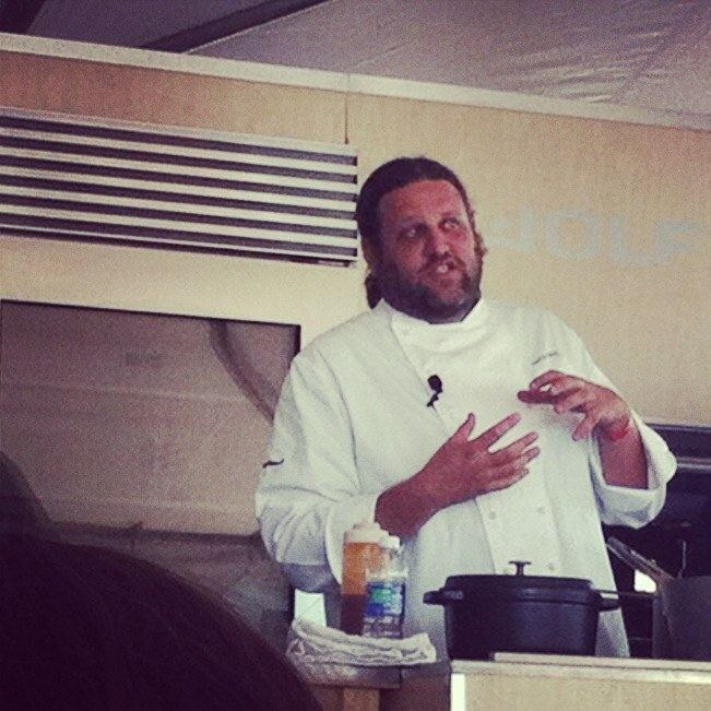 Aaron doing a cooking demo