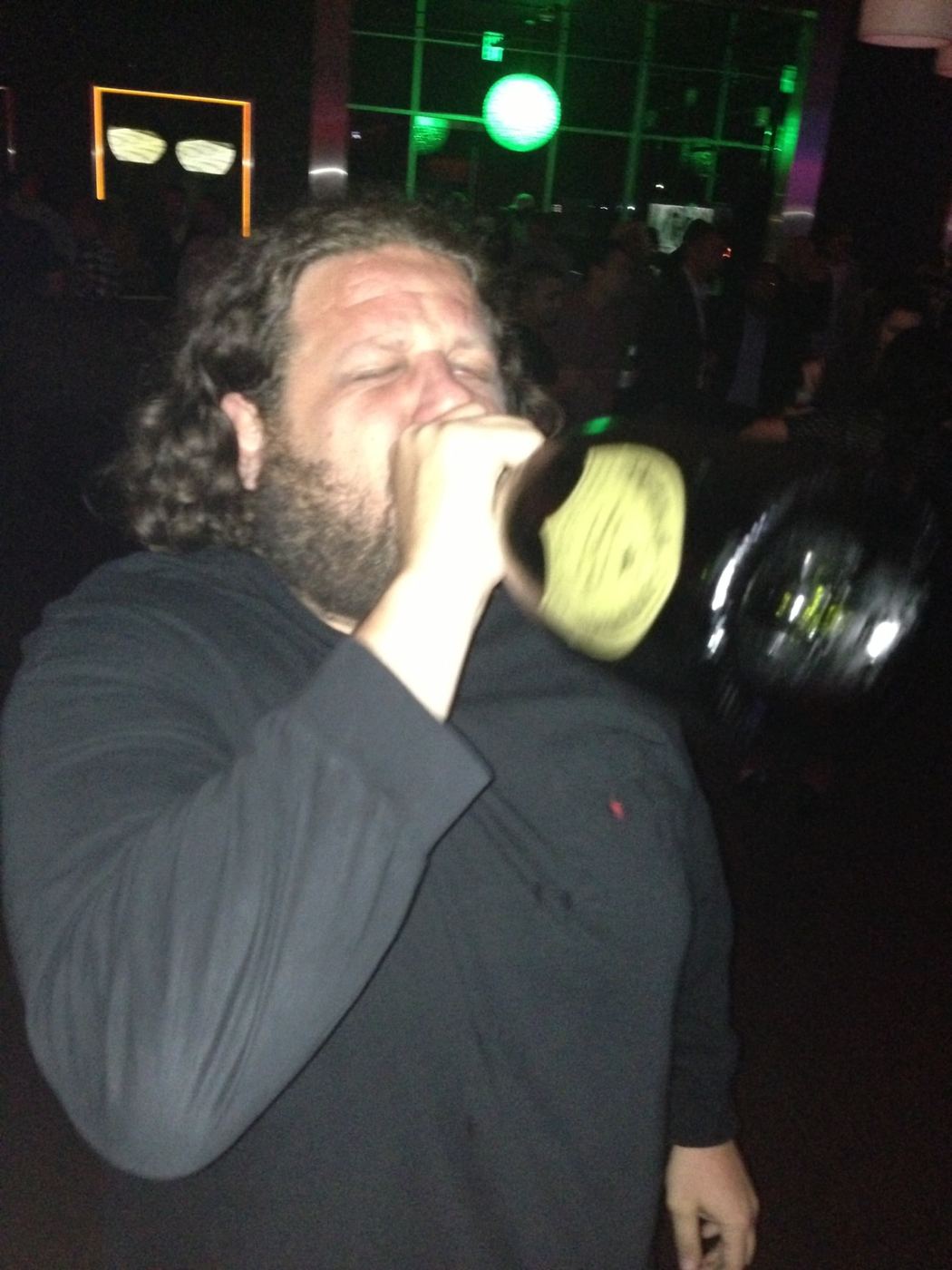 Aaron celebrating