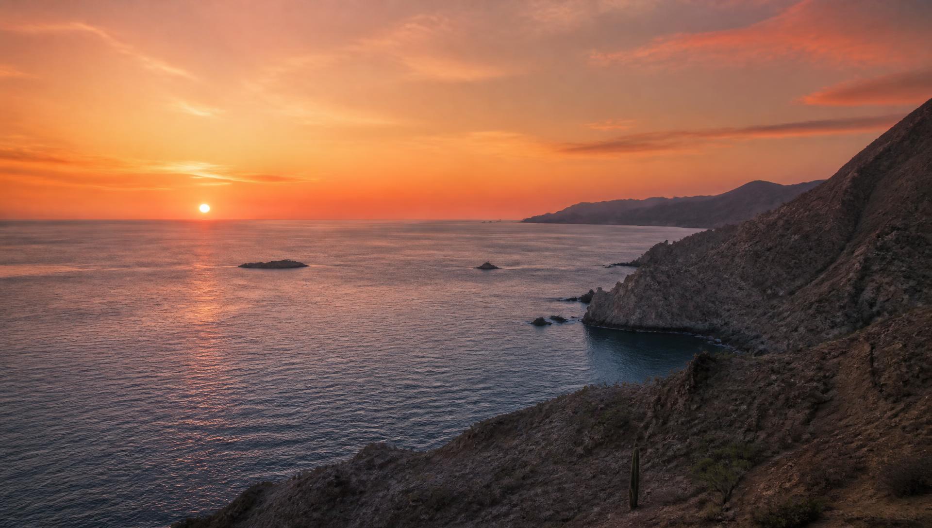 Sunset over the Sea of Cortez along the Baja coastline